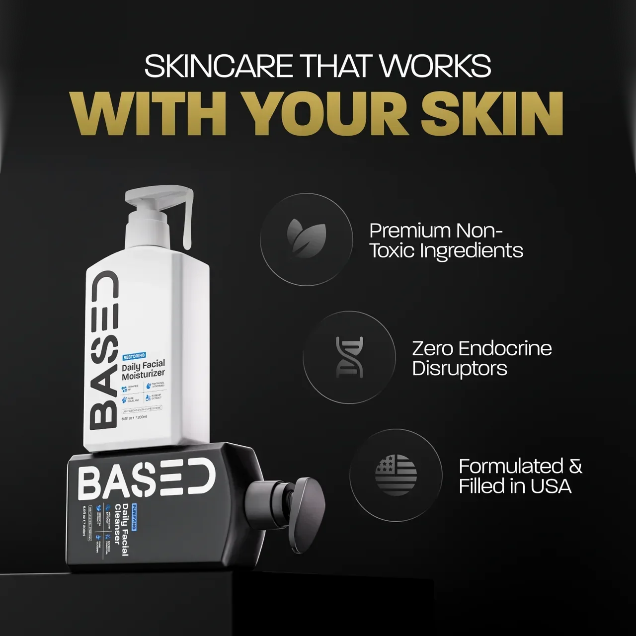 BASED Daily Skincare Duo - packaging detail for men UK