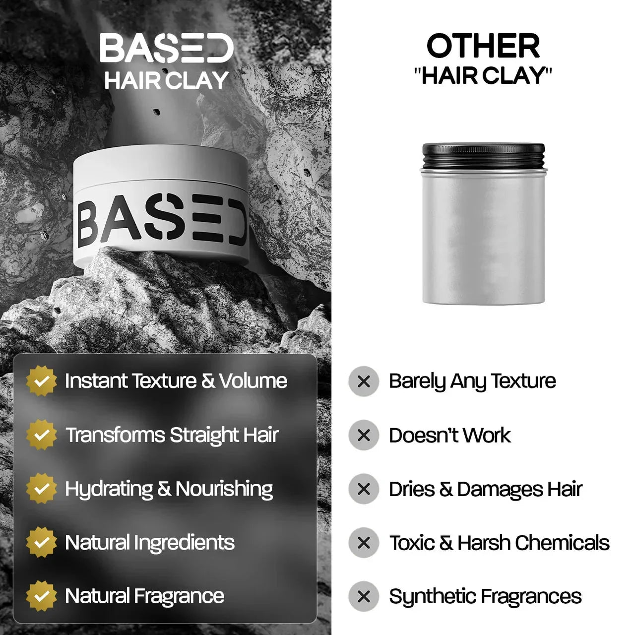 BASED Hair Clay - detail view for men UK