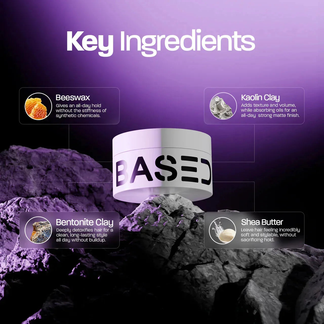BASED Hair Clay - product label for men UK