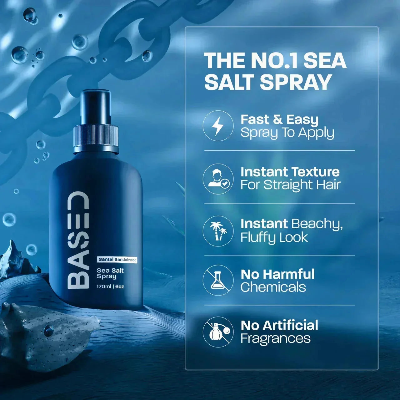 BASED Sea Salt Spray - detail view for men UK